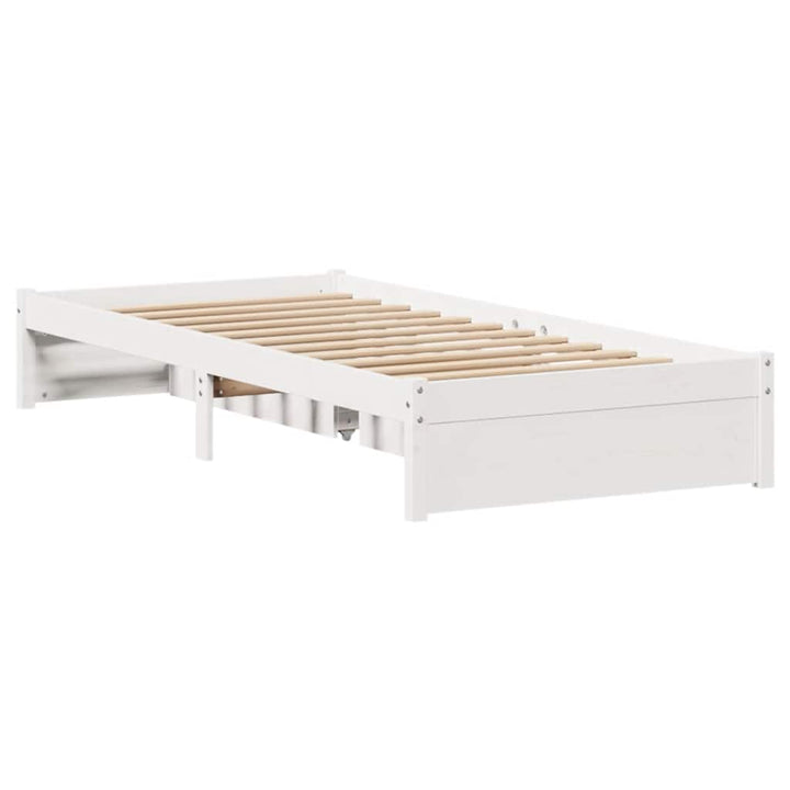 sengeramme uden madras 75x190 cm massivt fyrretræ hvid