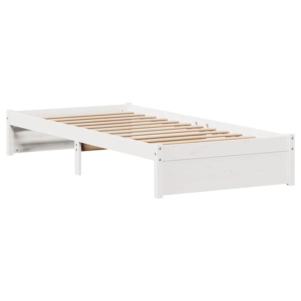 sengeramme uden madras 75x190 cm massivt fyrretræ hvid