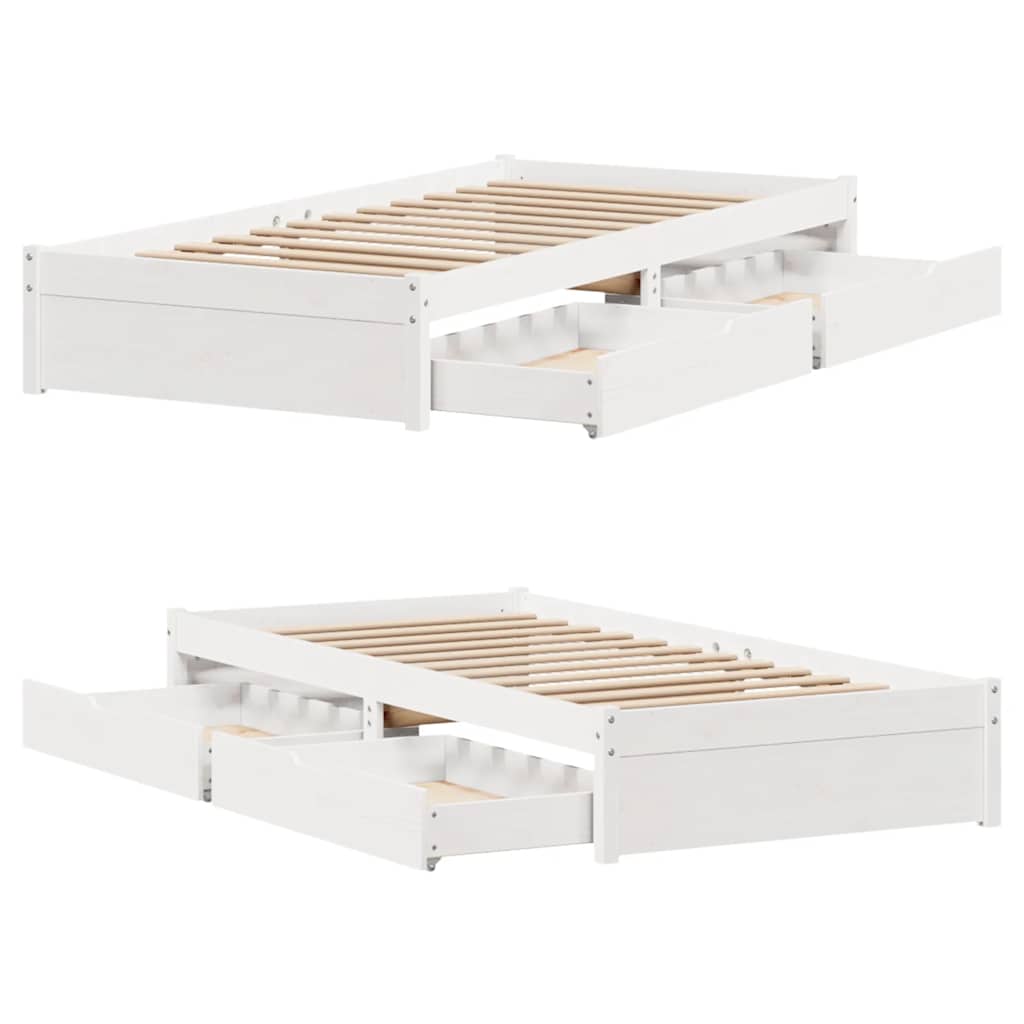 sengeramme uden madras 75x190 cm massivt fyrretræ hvid