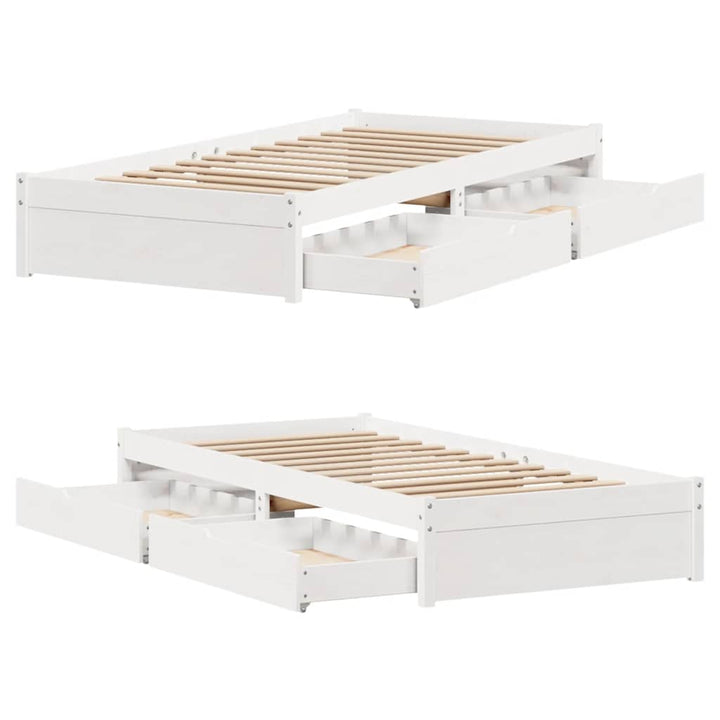 sengeramme uden madras 75x190 cm massivt fyrretræ hvid