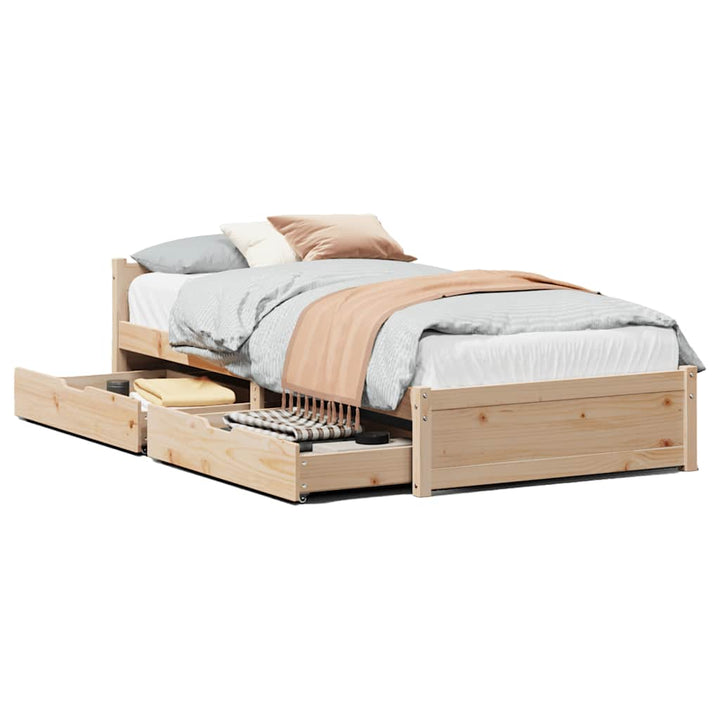 sengeramme uden madras 75x190 cm massivt fyrretræ