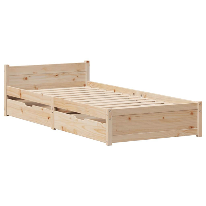sengeramme uden madras 75x190 cm massivt fyrretræ
