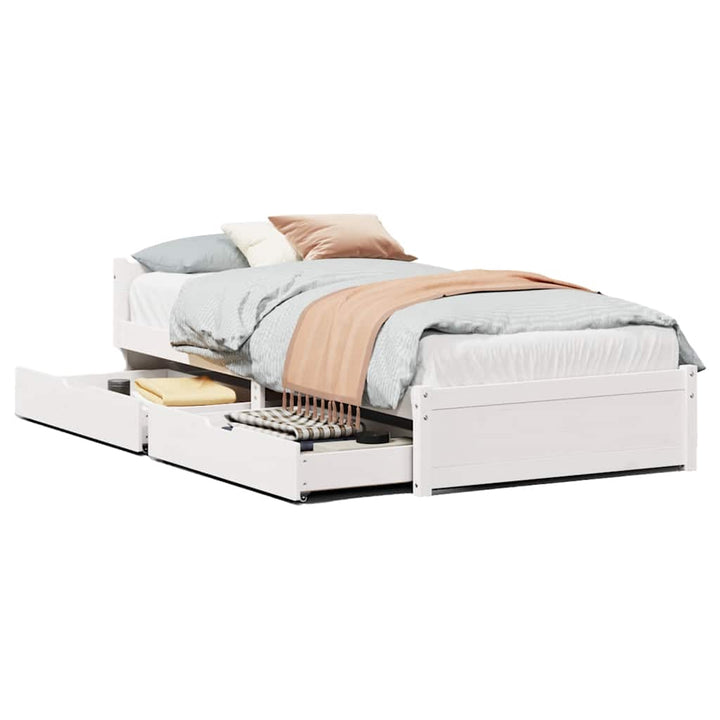 sengeramme uden madras 90x190 cm massivt fyrretræ hvid