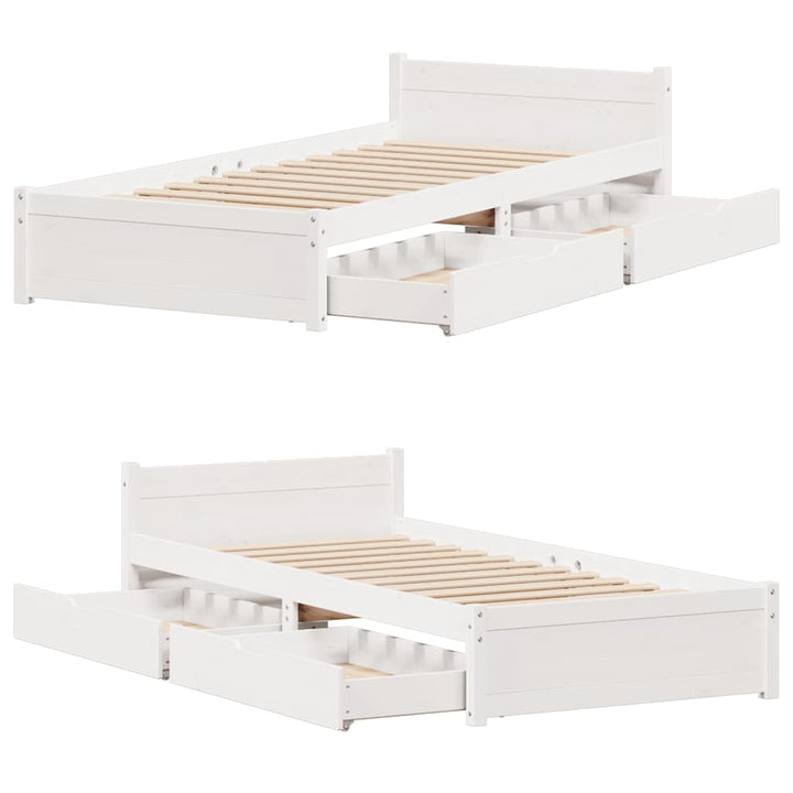 sengeramme uden madras 90x190 cm massivt fyrretræ hvid