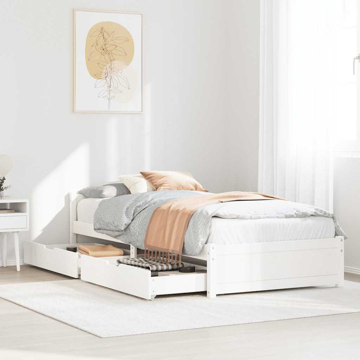 sengeramme uden madras 90x190 cm massivt fyrretræ hvid
