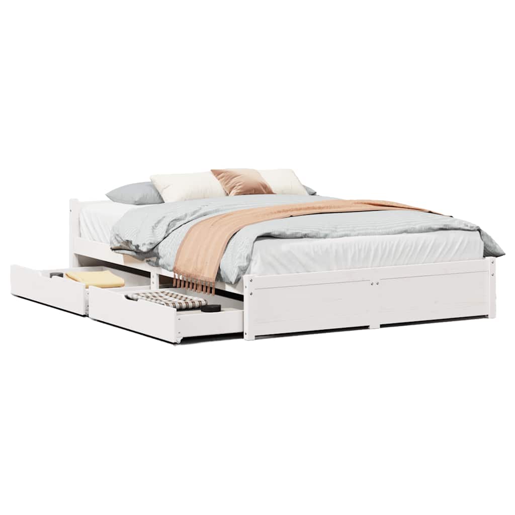 sengeramme uden madras 120x190 cm massivt fyrretræ hvid