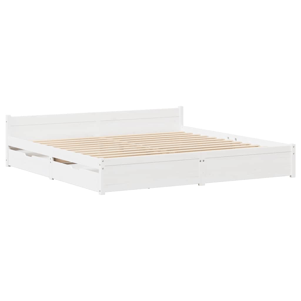 sengeramme uden madras 120x190 cm massivt fyrretræ hvid
