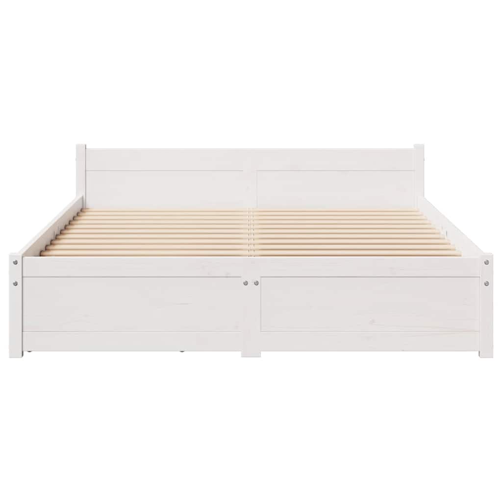 sengeramme uden madras 120x190 cm massivt fyrretræ hvid