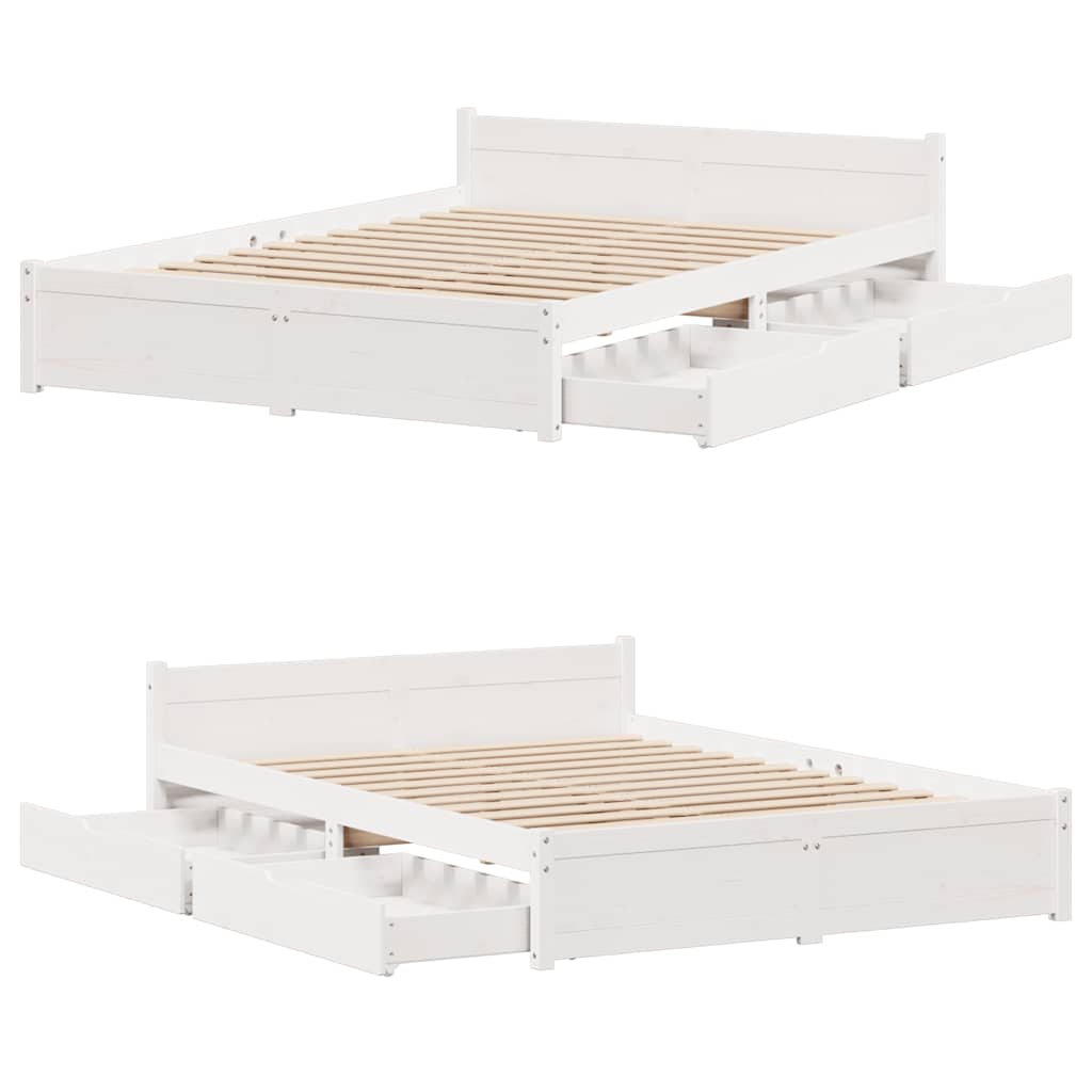 sengeramme uden madras 120x190 cm massivt fyrretræ hvid