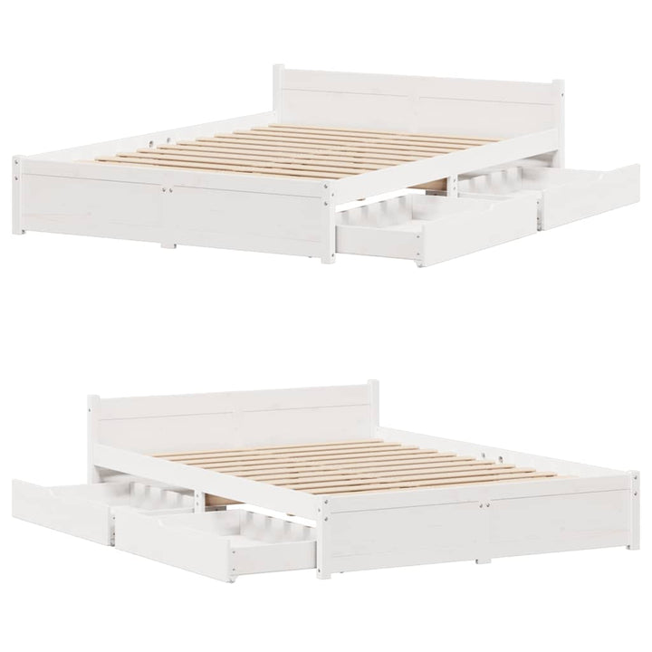 sengeramme uden madras 120x190 cm massivt fyrretræ hvid