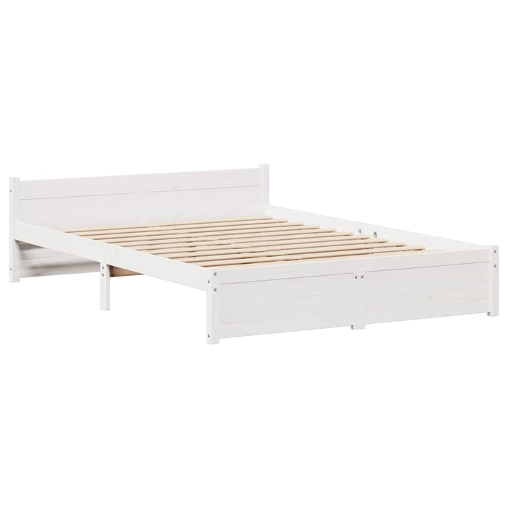 sengeramme uden madras 135x190 cm massivt fyrretræ hvid