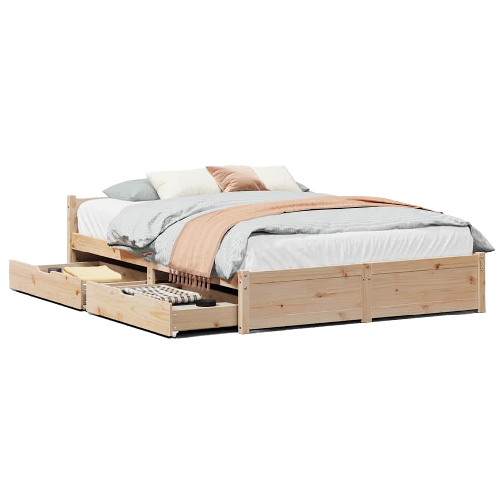 sengeramme uden madras 140x190 cm massivt fyrretræ