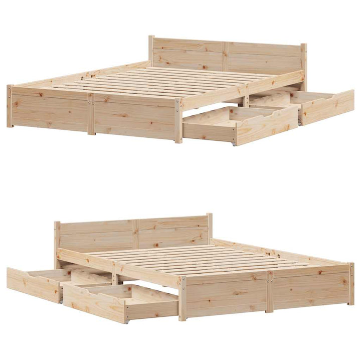 sengeramme uden madras 140x190 cm massivt fyrretræ