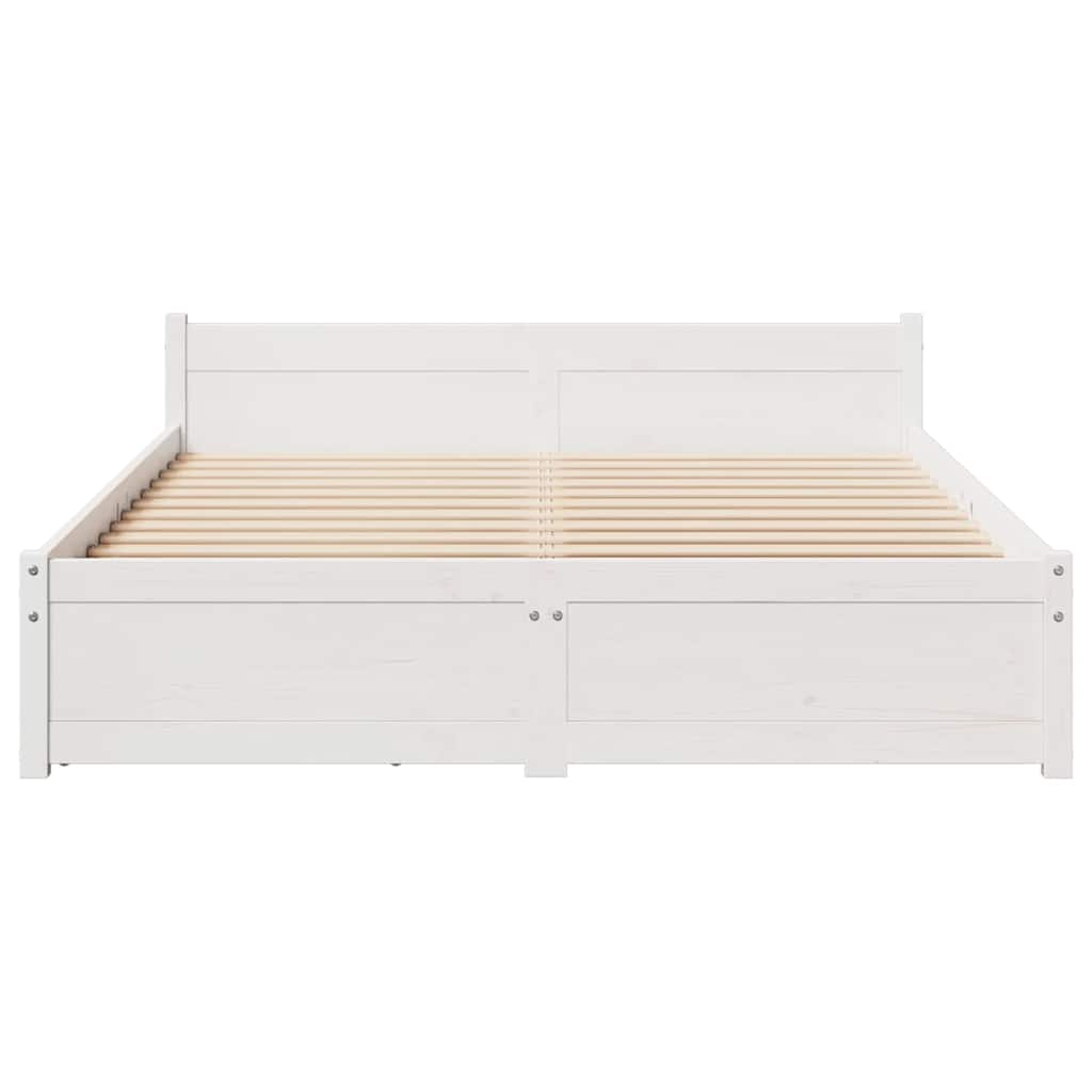 sengeramme uden madras 140x190 cm massivt fyrretræ hvid