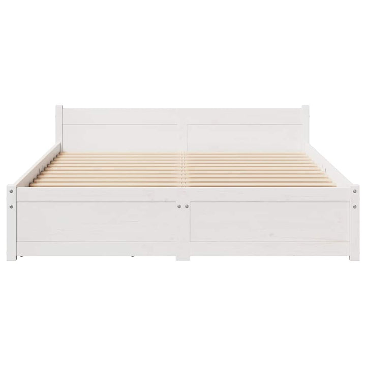 sengeramme uden madras 140x190 cm massivt fyrretræ hvid