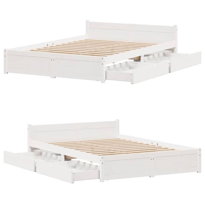 sengeramme uden madras 140x190 cm massivt fyrretræ hvid
