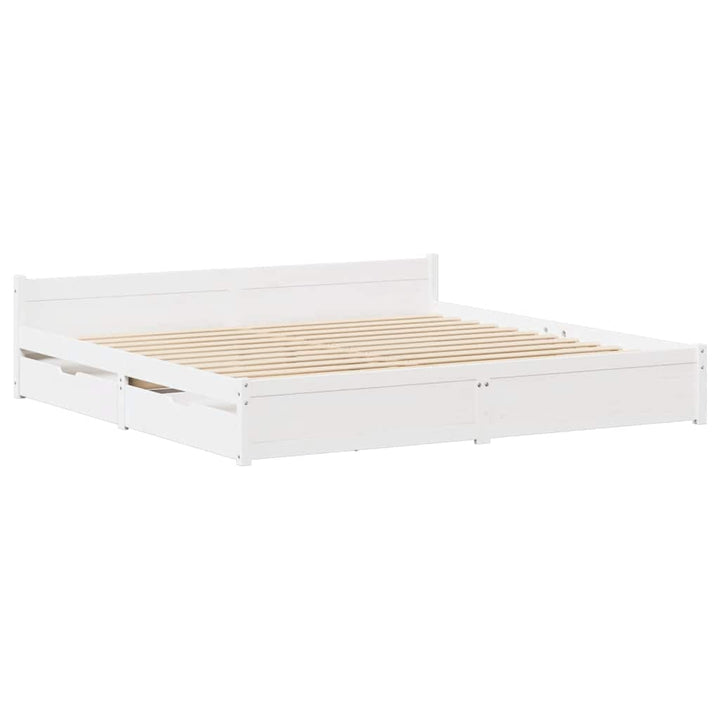 sengeramme uden madras 120x200 cm massivt fyrretræ hvid