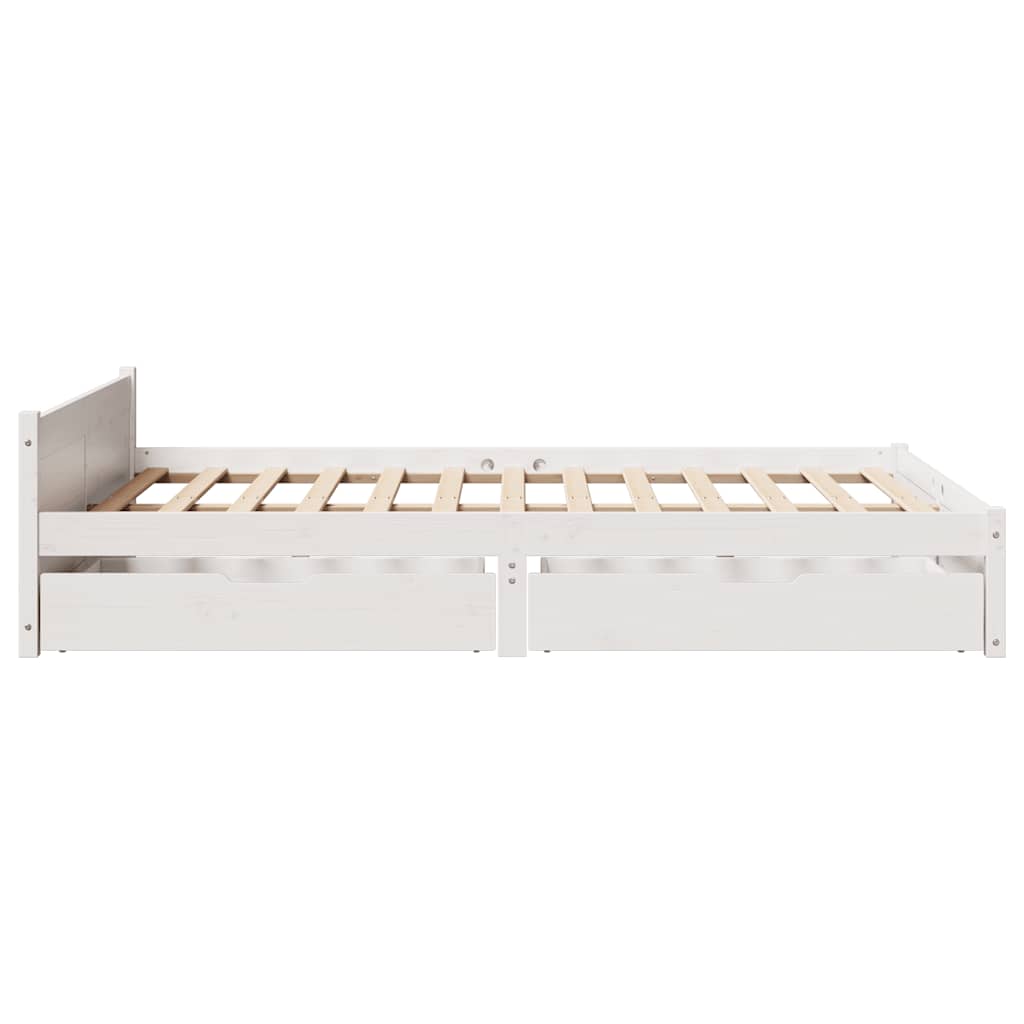 sengeramme uden madras 150x200 cm massivt fyrretræ hvid