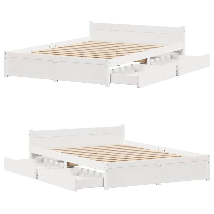 sengeramme uden madras 150x200 cm massivt fyrretræ hvid