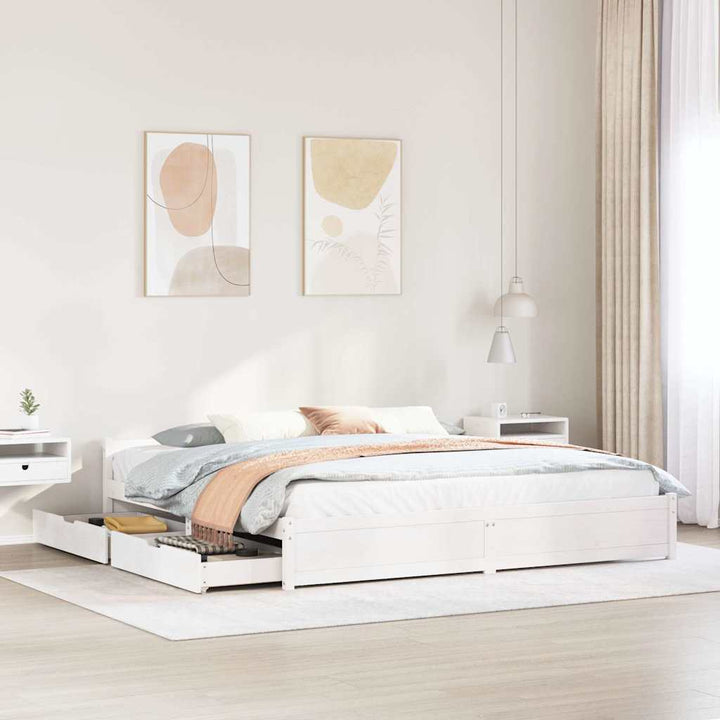 sengeramme uden madras 180x200 cm massivt fyrretræ hvid