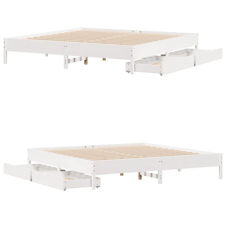 sengeramme uden madras 200x200 cm massivt fyrretræ hvid