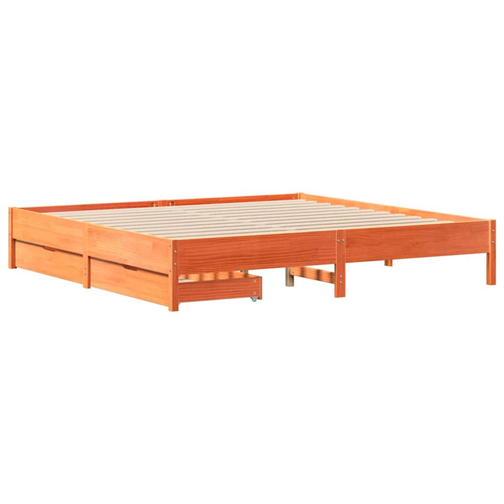 sengeramme uden madras 200x200 cm massivt fyrretræ gyldenbrun