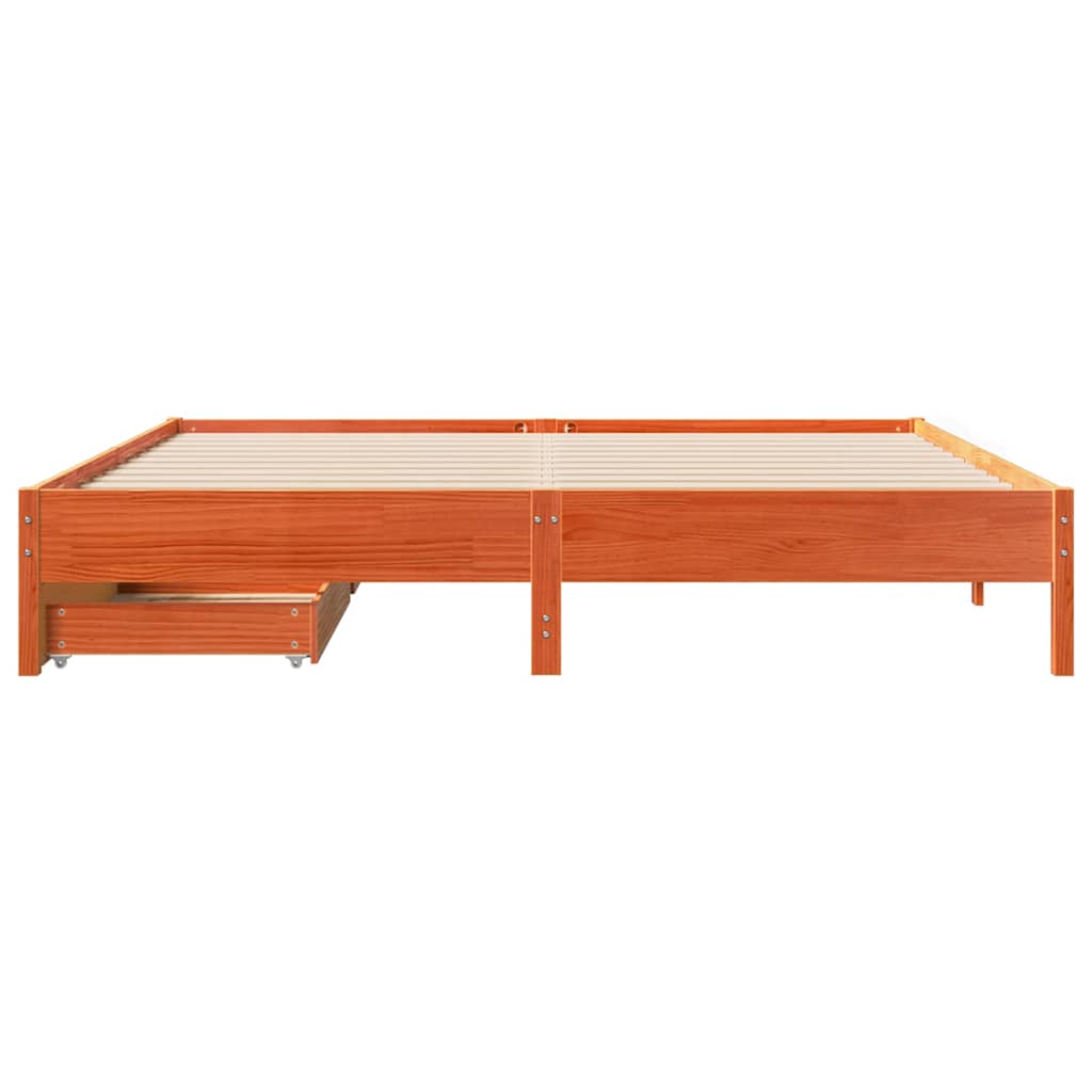 sengeramme uden madras 200x200 cm massivt fyrretræ gyldenbrun