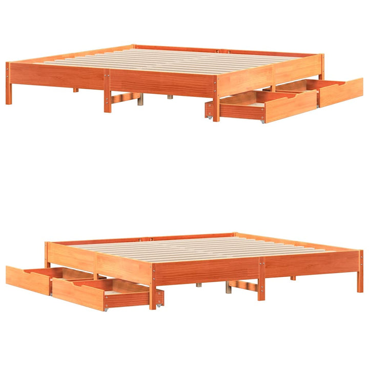 sengeramme uden madras 200x200 cm massivt fyrretræ gyldenbrun