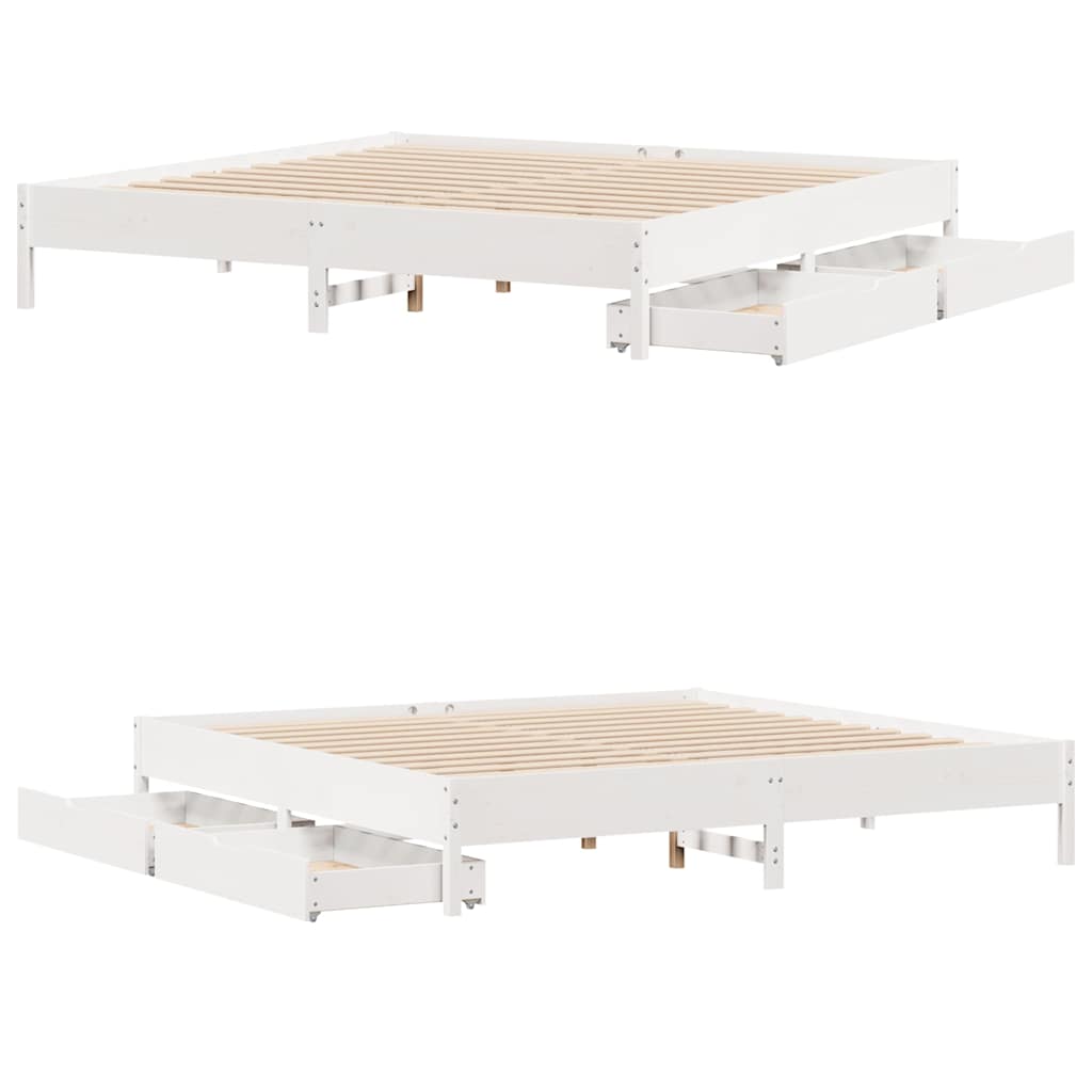 sengeramme uden madras 180x200 cm massivt fyrretræ hvid