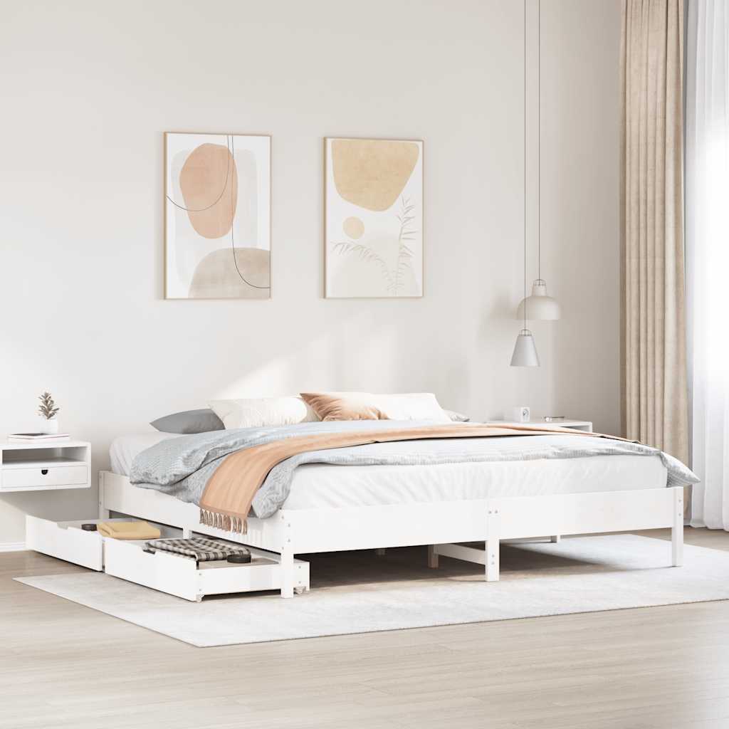 sengeramme uden madras 180x200 cm massivt fyrretræ hvid