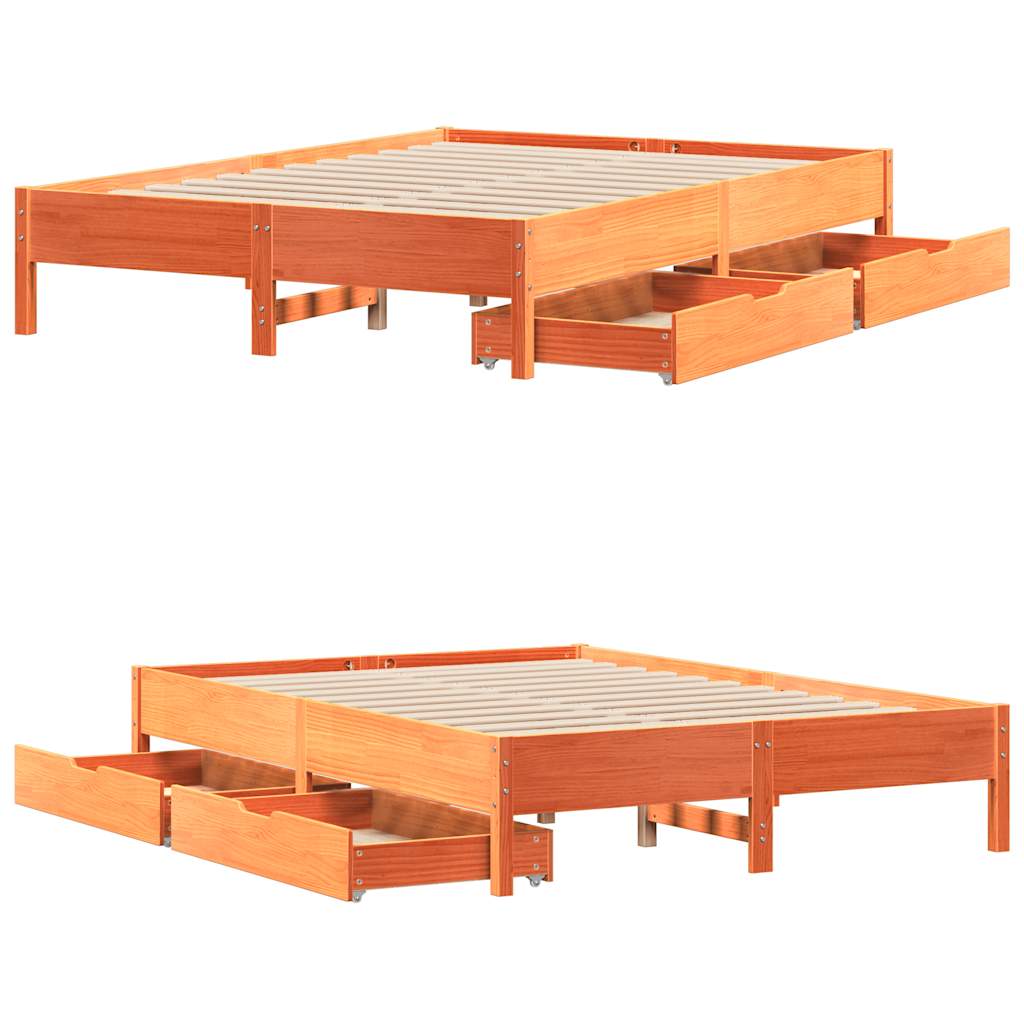 sengeramme uden madras 160x200 cm massivt fyrretræ gyldenbrun