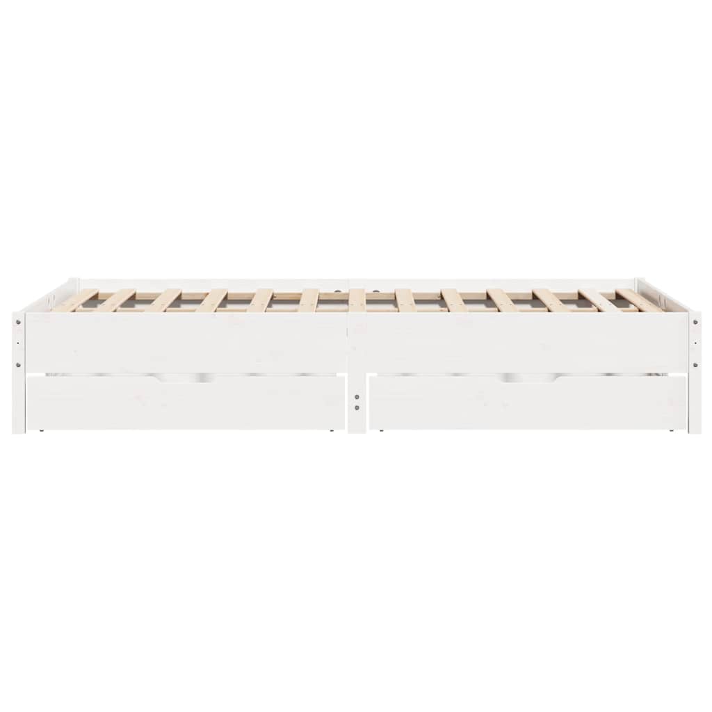 sengeramme uden madras 150x200 cm massivt fyrretræ hvid