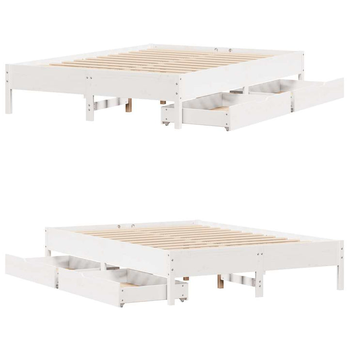 sengeramme uden madras 150x200 cm massivt fyrretræ hvid