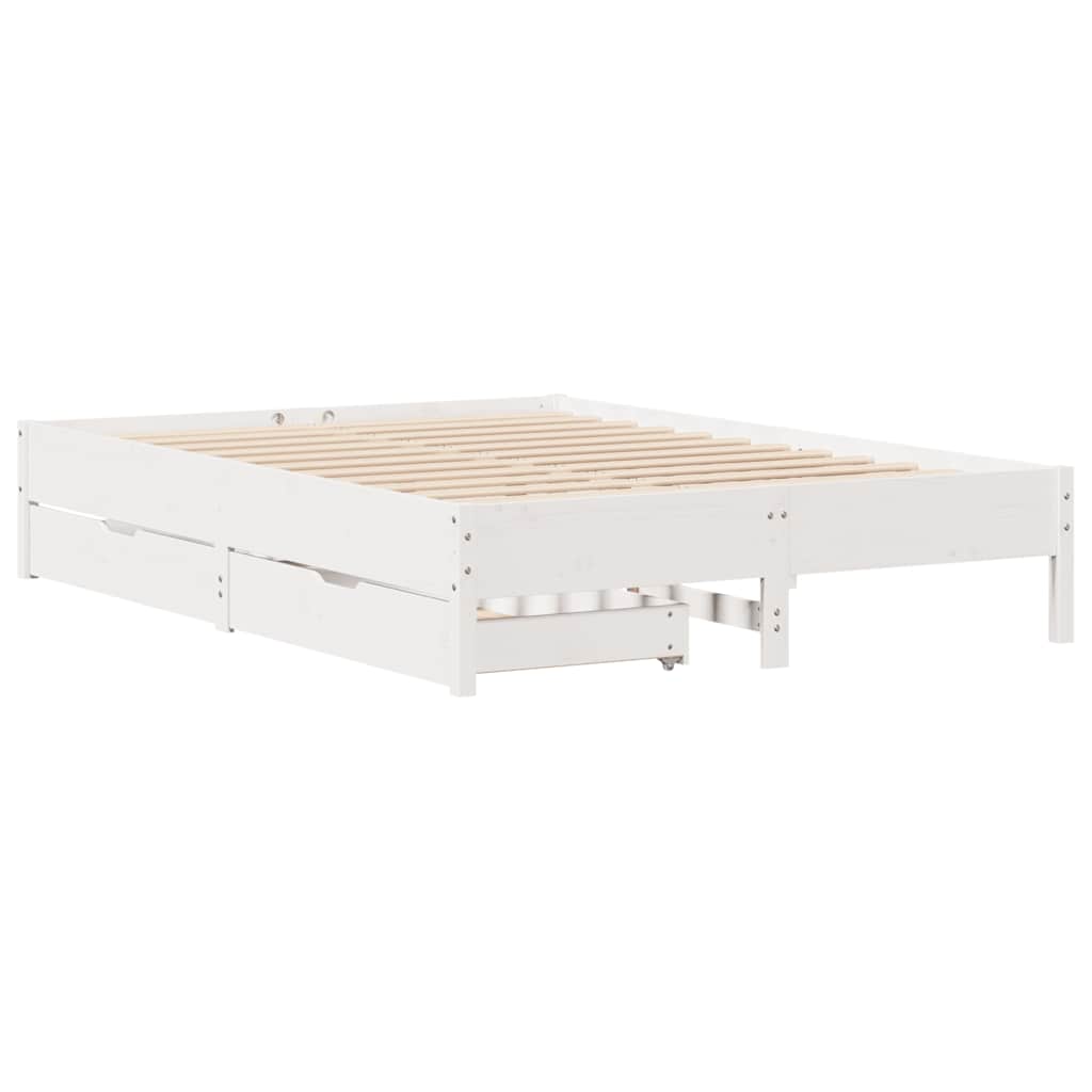 sengeramme uden madras 140x200 cm massivt fyrretræ hvid