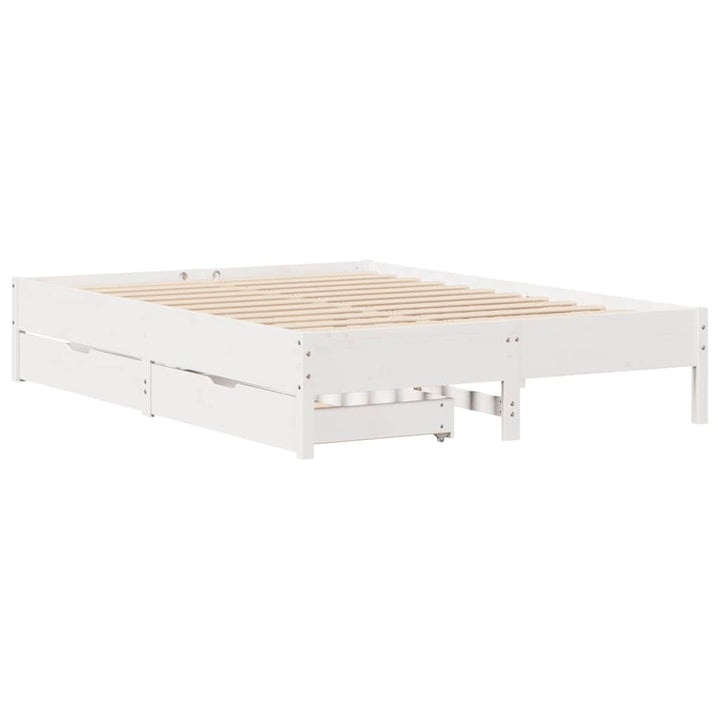 sengeramme uden madras 140x200 cm massivt fyrretræ hvid