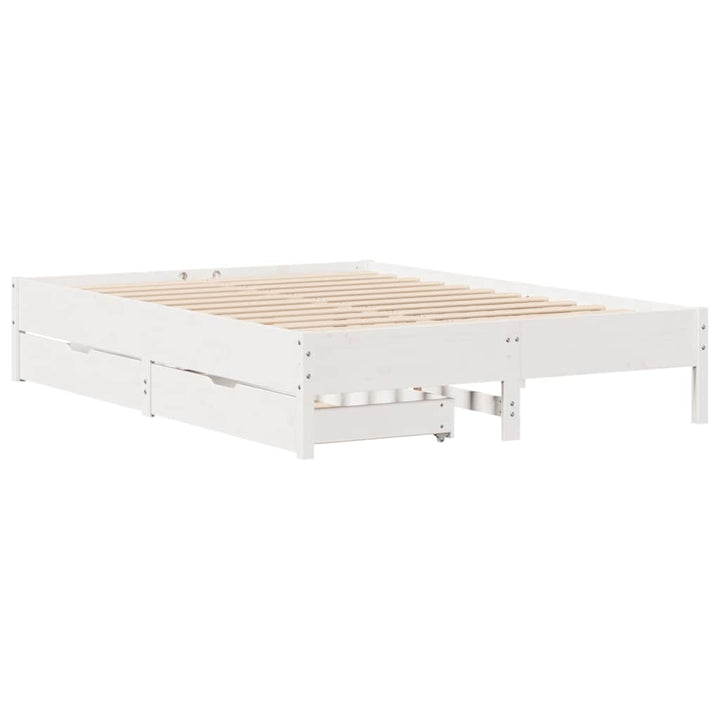 sengeramme uden madras 120x200 cm massivt fyrretræ hvid