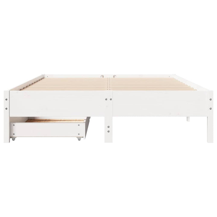 sengeramme uden madras 120x200 cm massivt fyrretræ hvid