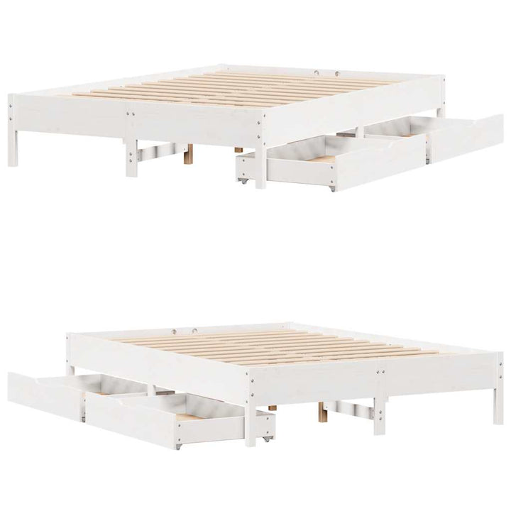 sengeramme uden madras 120x200 cm massivt fyrretræ hvid