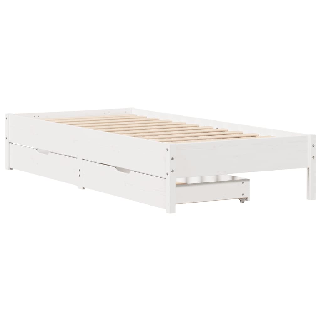sengeramme uden madras 100x200 cm massivt fyrretræ hvid