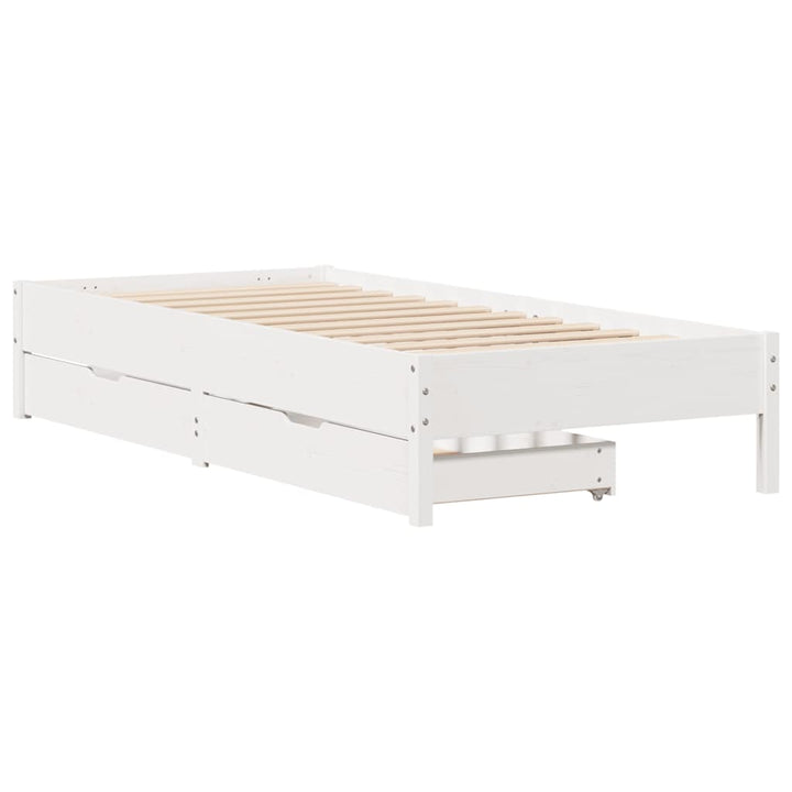 sengeramme uden madras 100x200 cm massivt fyrretræ hvid