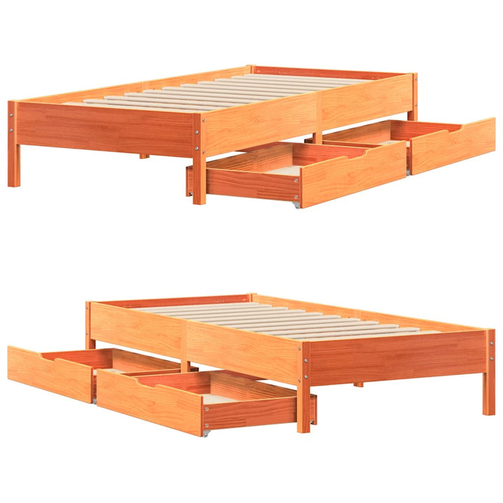 sengeramme uden madras 100x200 cm massivt fyrretræ gyldenbrun