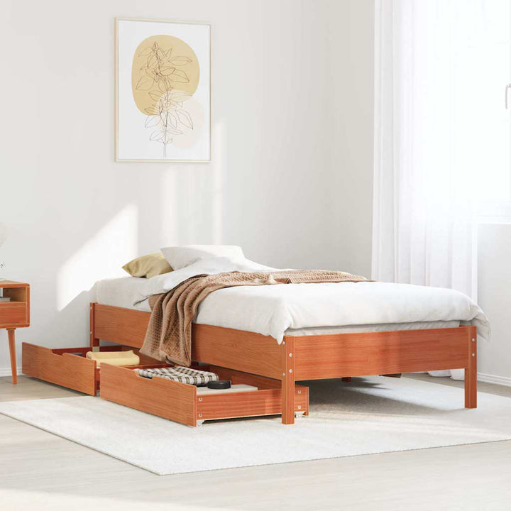 sengeramme uden madras 100x200 cm massivt fyrretræ gyldenbrun
