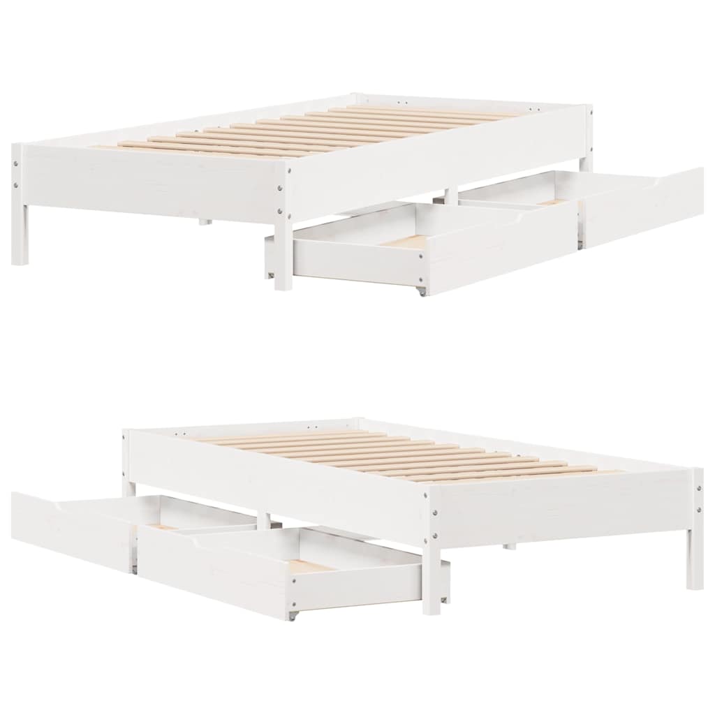 sengeramme uden madras 90x200 cm massivt fyrretræ hvid