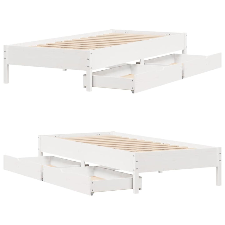 sengeramme uden madras 90x200 cm massivt fyrretræ hvid