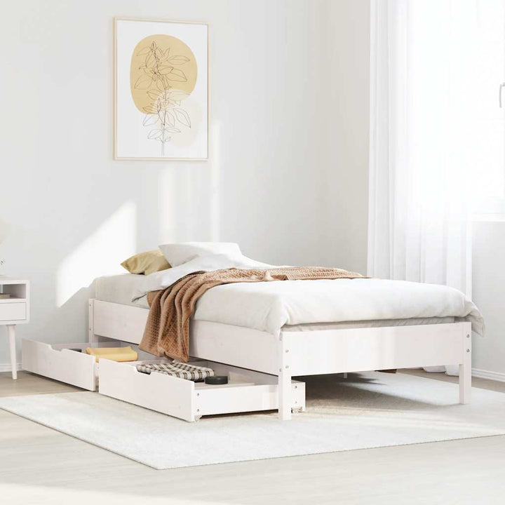 sengeramme uden madras 90x200 cm massivt fyrretræ hvid