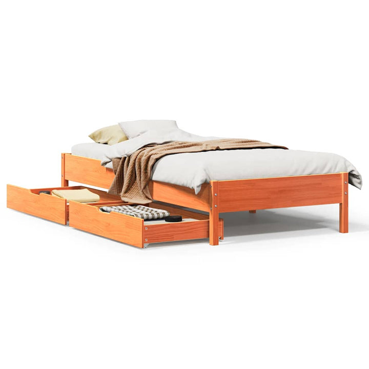 sengeramme uden madras 90x200 cm massivt fyrretræ gyldenbrun
