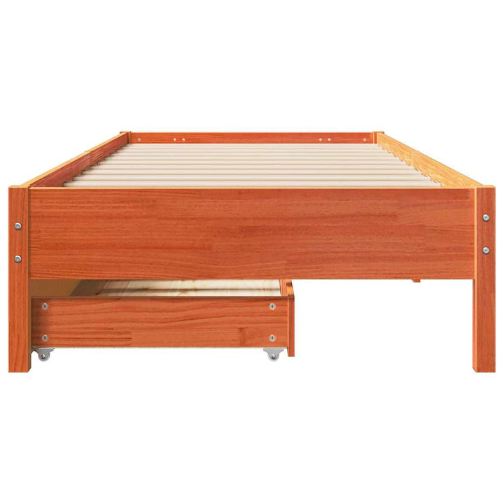 sengeramme uden madras 90x200 cm massivt fyrretræ gyldenbrun