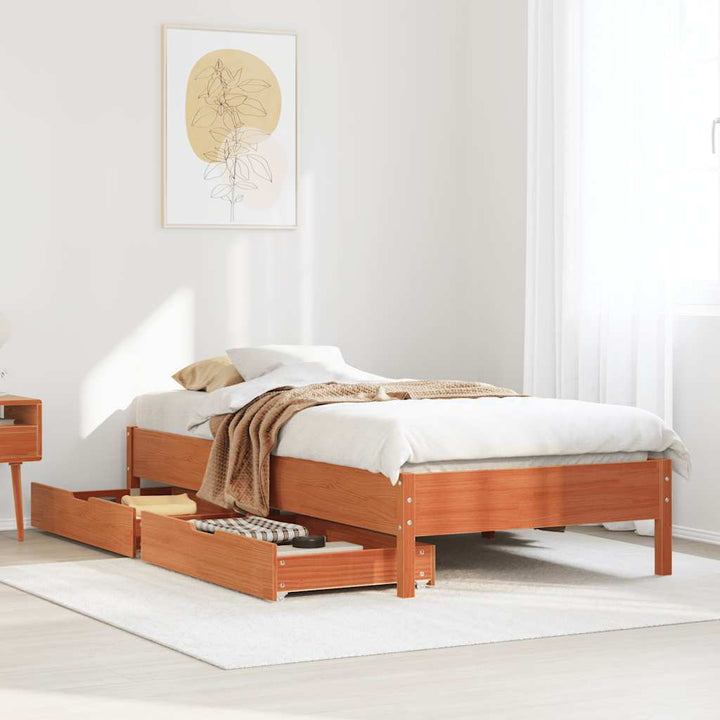 sengeramme uden madras 90x200 cm massivt fyrretræ gyldenbrun