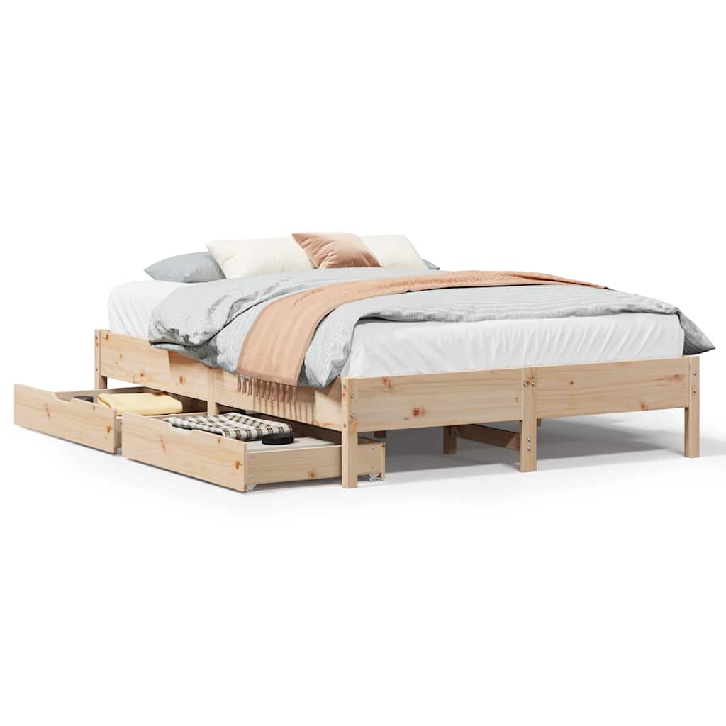 sengeramme uden madras 140x190 cm massivt fyrretræ