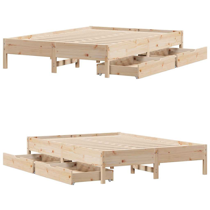 sengeramme uden madras 140x190 cm massivt fyrretræ